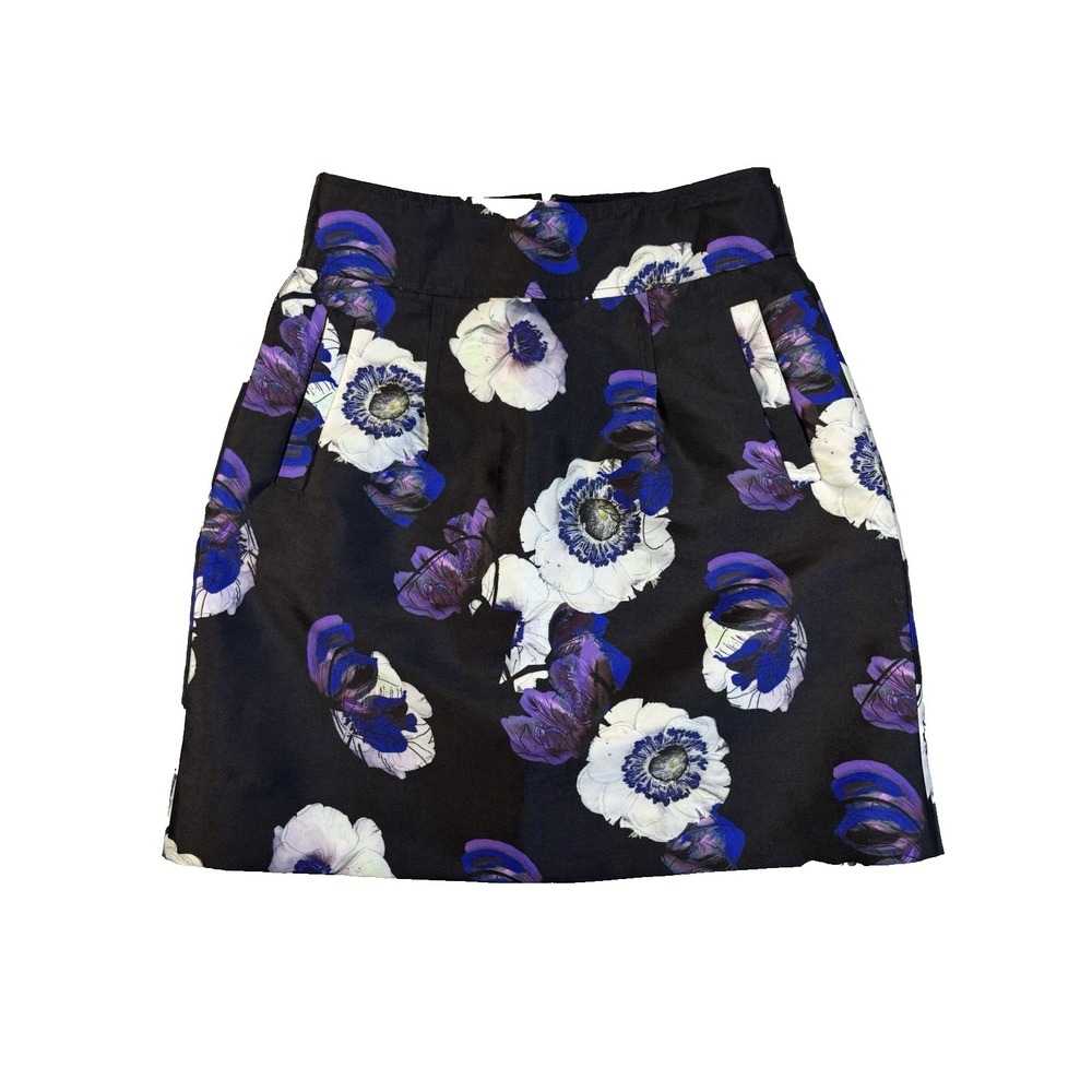 J. Crew Women's 00 Sexy Black Floral Lined Pencil Skirt Career Office Preppy